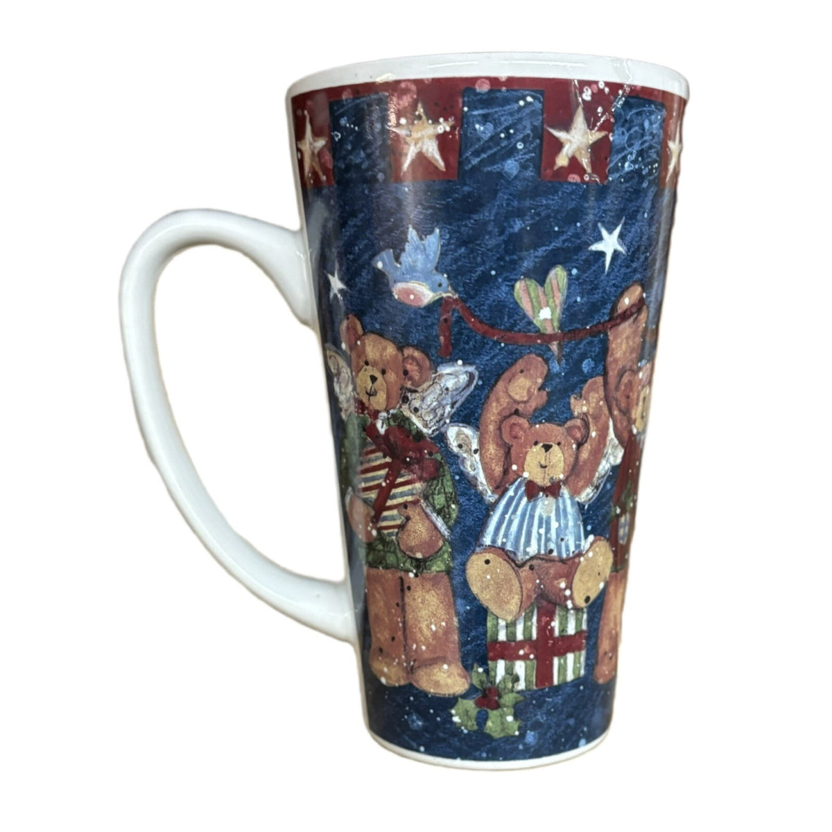 SUSAN WINGET Latte Mug Christmas Certified Int'l Ceramic White Tumbler Tall Cup