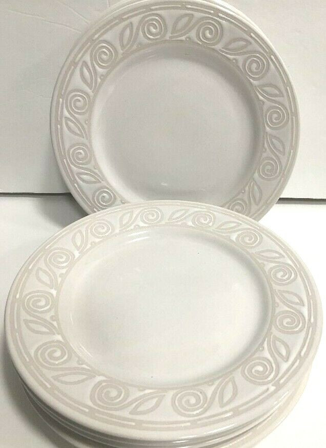 Gibson Designs AMARETTO 4 Salad Plates Oven Safe Embossed 7 7/8" D Dessert Dish