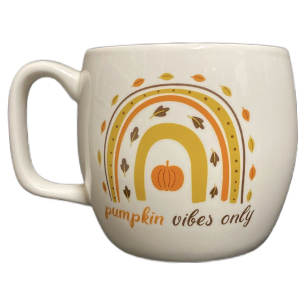 PUMPKIN VIBES ONLY Coffee Mug Rainbow Fall Harvest Ceramic White Cup Unbranded