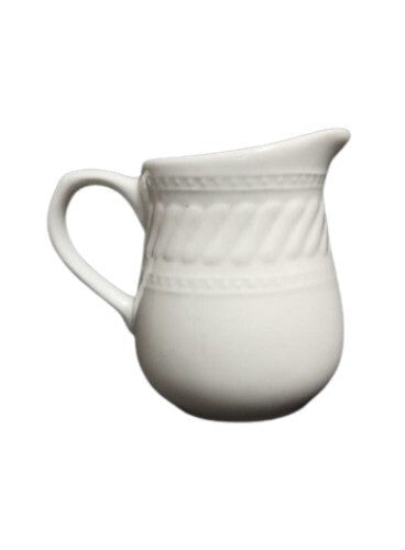 Gibson Designs IMPERIAL BRAID Creamer White Embossed Rope Dots Ceramic Dish 11oz