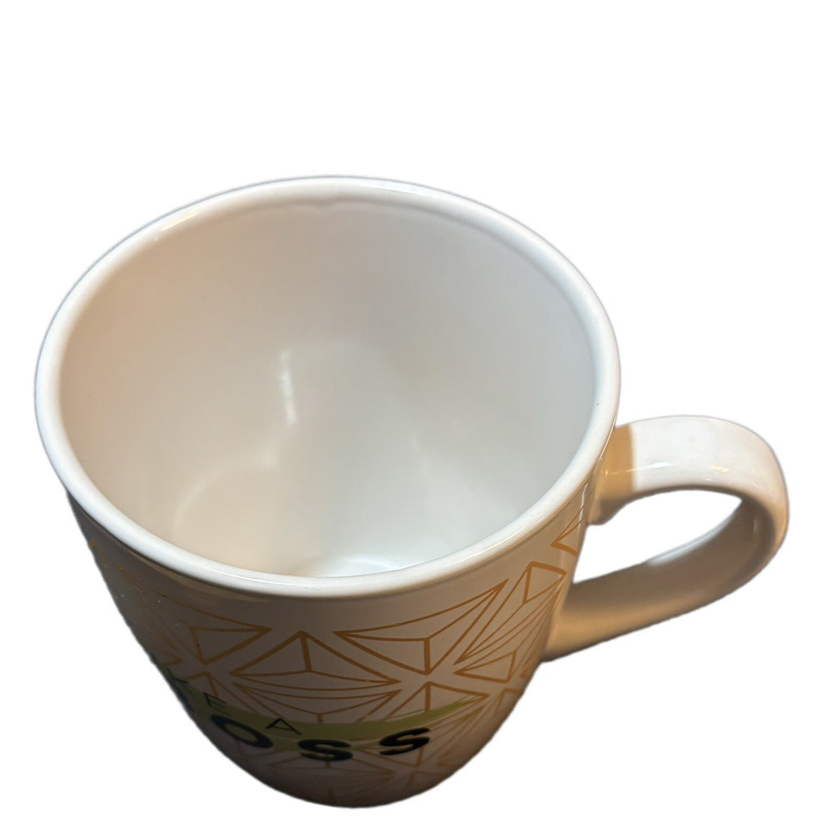 LIKE A BOSS Mug Coffee Tea Ceramic Cup White Gold Green Black Geometric 24oz