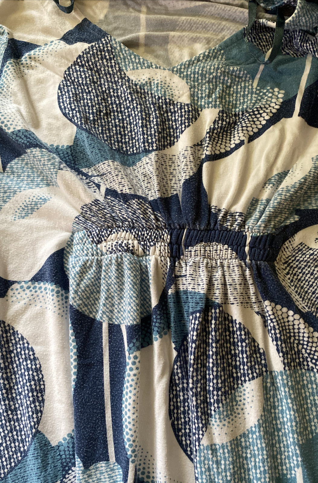 Tori Richard Women Dress Blue White Floral V Neck Short Sleeves Small