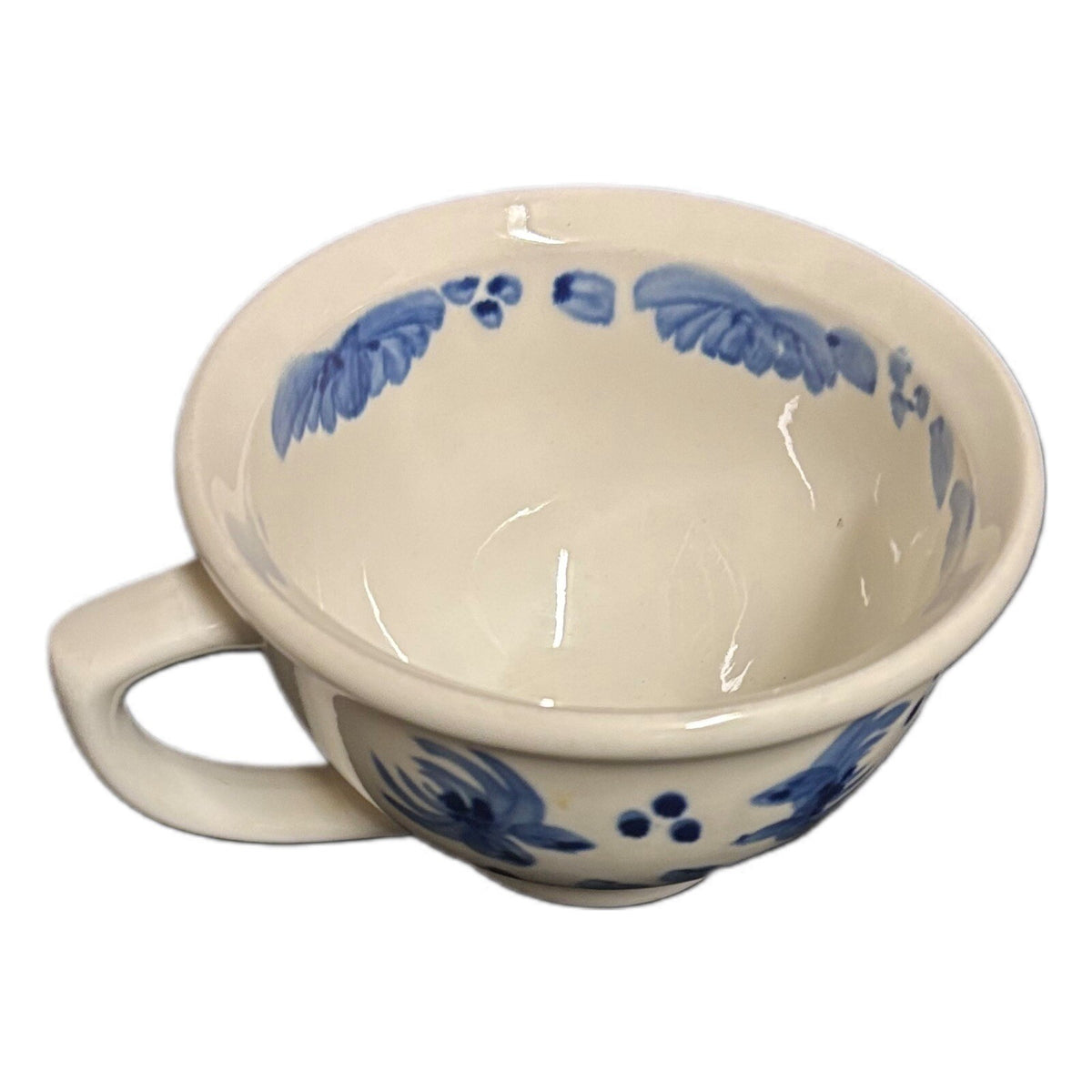 Hand Painted Collection 2-Mugs Tabletops Unlimited Blue Floral Coffee Tea Cups