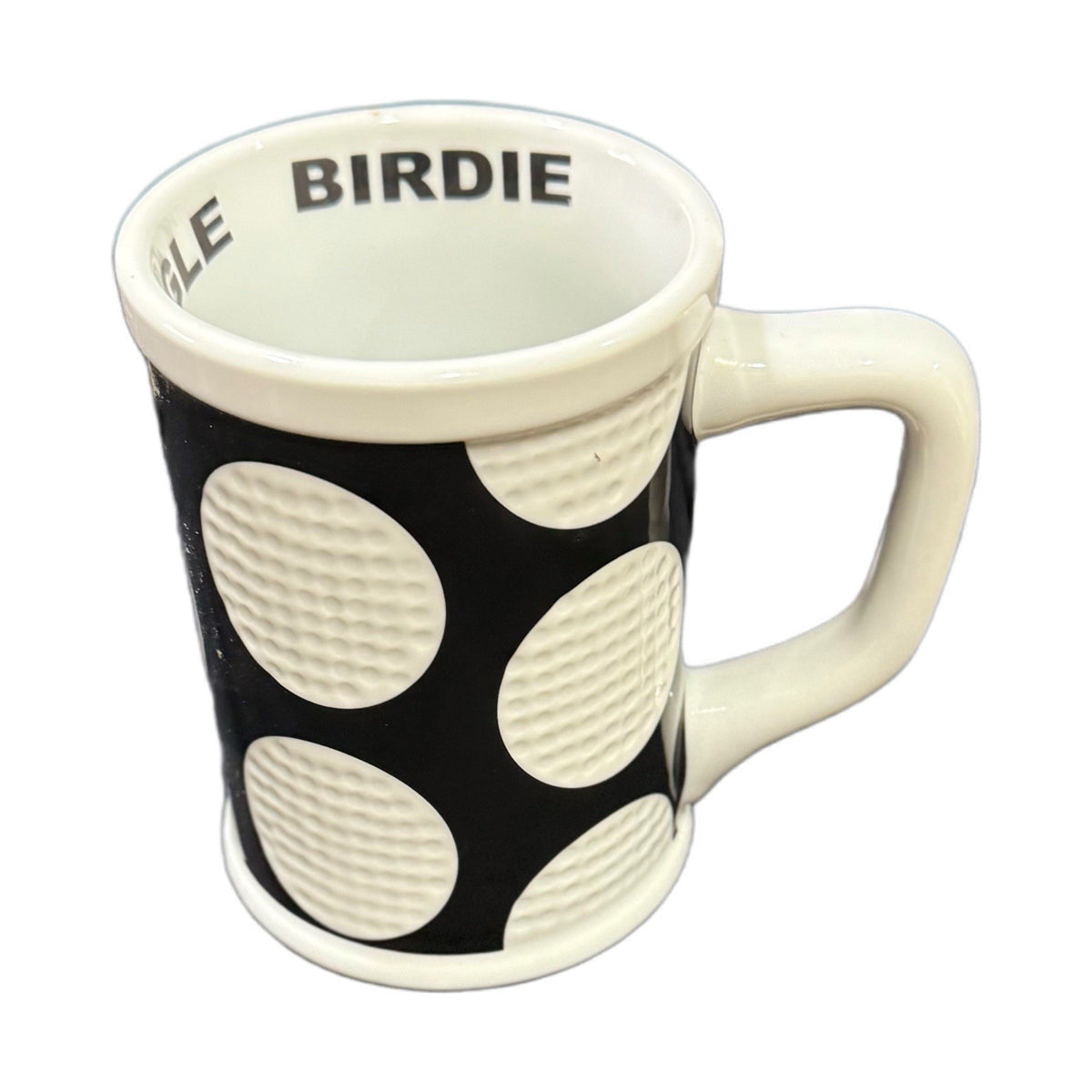 Golf Gifts Gallery Mug Black & White Dimpled Golf Ball Pattern 4.78” H Cup