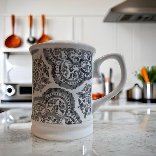 Signature Housewares Batik Gray Coffee Mug 2014 Stoneware Tea Cup Room Creative