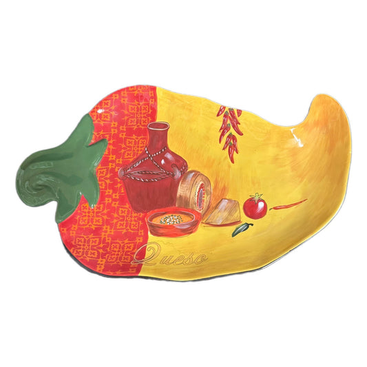 Certified International Zesty Salsa Queso Pepper Platter 20.25” Serving Dish