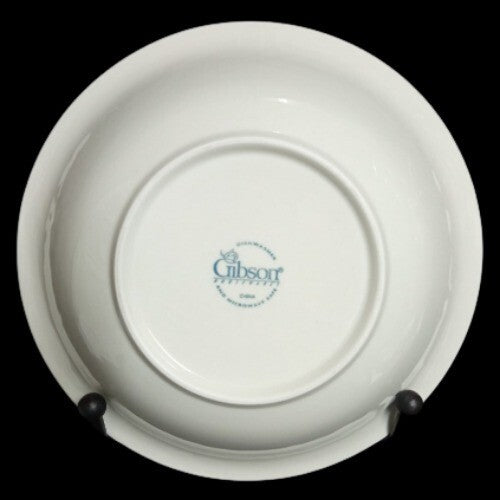 Gibson Designs FLOURISH Vegetable Bowl 9 ½” D White Embossed Fruit Border