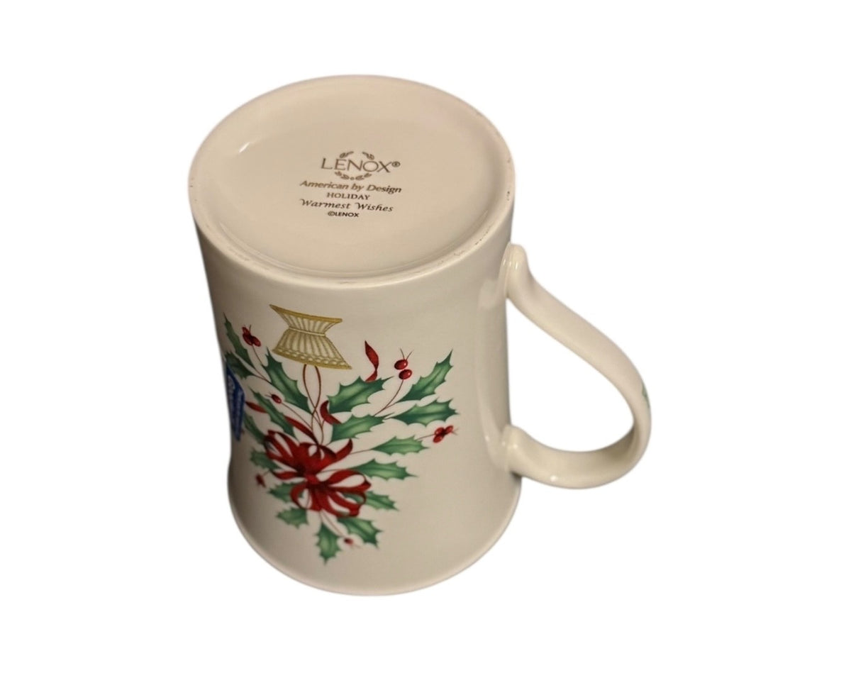 Lenox Holiday Warmest Wishes Poinsettia Christmas Mug Ivory