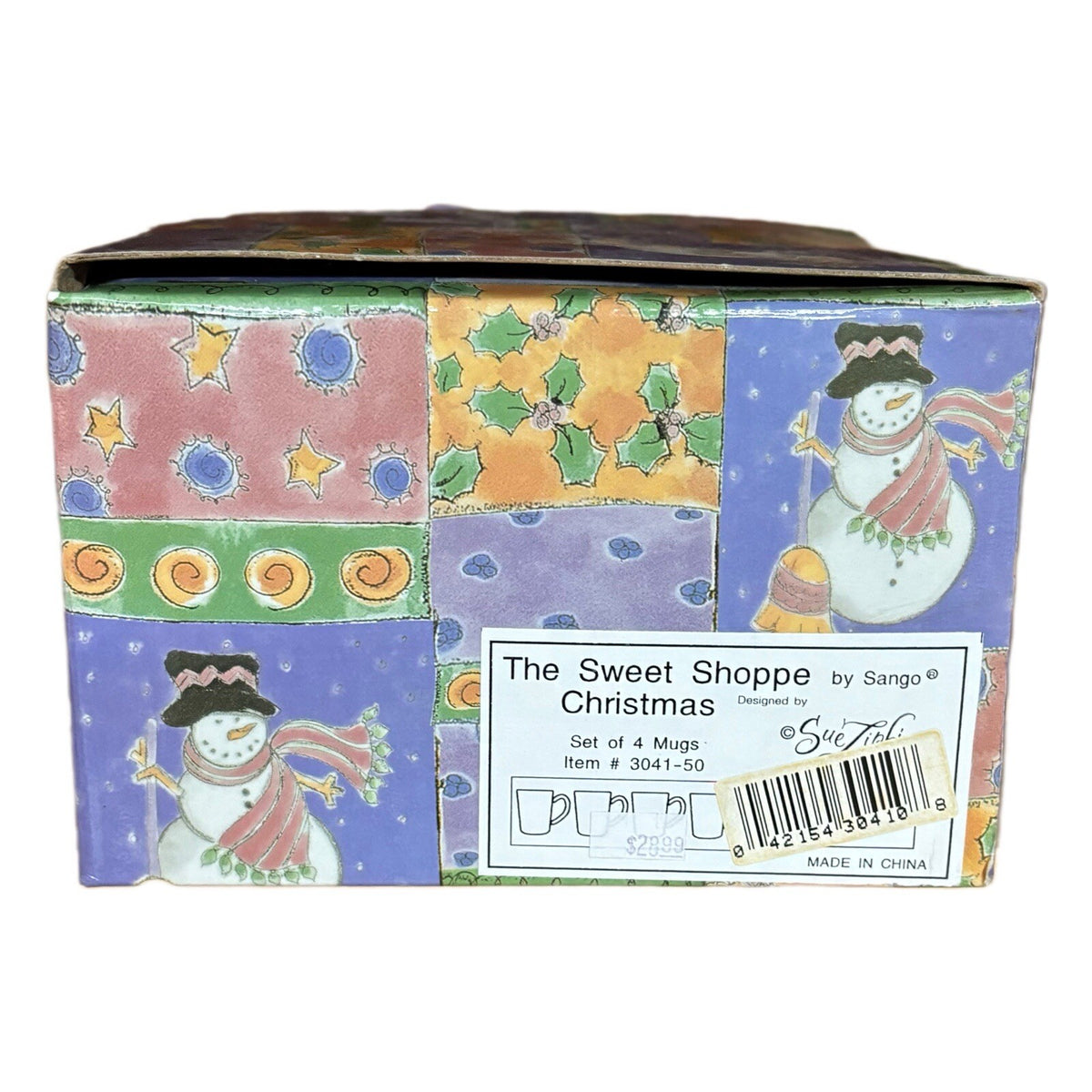 SANGO 4- Mugs The Sweet Shoppe Christmas Sue Zipkin Snowman Coffee Tea Cups