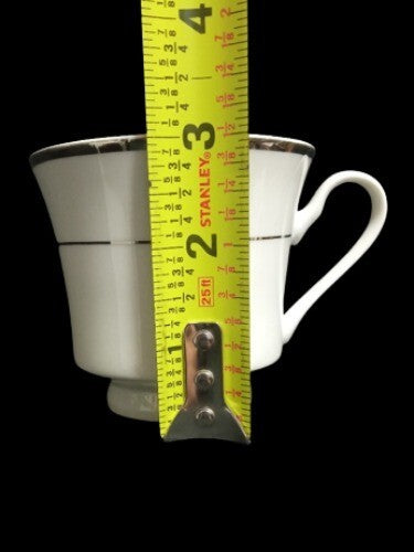 Gibson Designs Anniversary Platinum Cup & Saucer Set of 4 8 oz White China