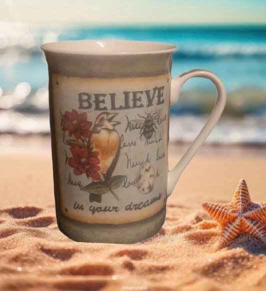Kent Pottery "Believe in Your Dreams" Coffee Mug — Flowers & Bird