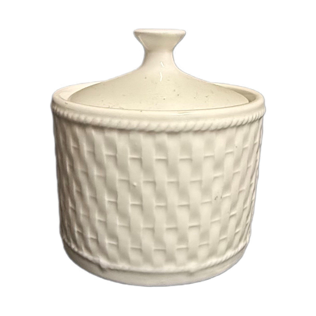 Oneida Wicker Cream & Sugar Bowl With Lid Stoneware