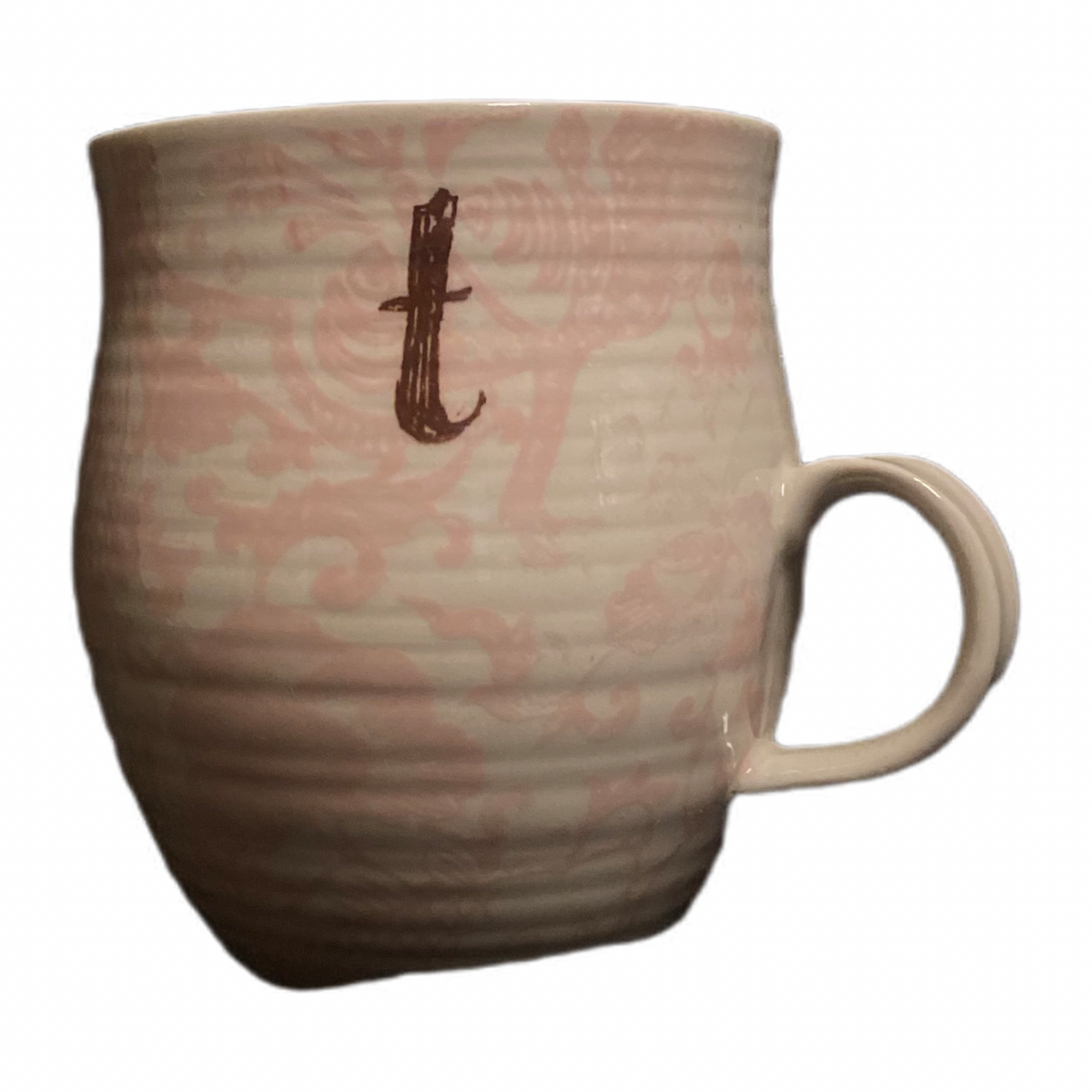 ANTHROPOLOGIE Homegrown Initial Mug Monogram Personalized Name Floral Coffee Cup