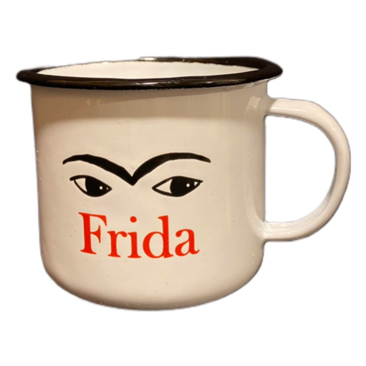 Enamelware FRIDA Coffee Cup MALINALCO HOME White Black Mug Farmhouse, Camping