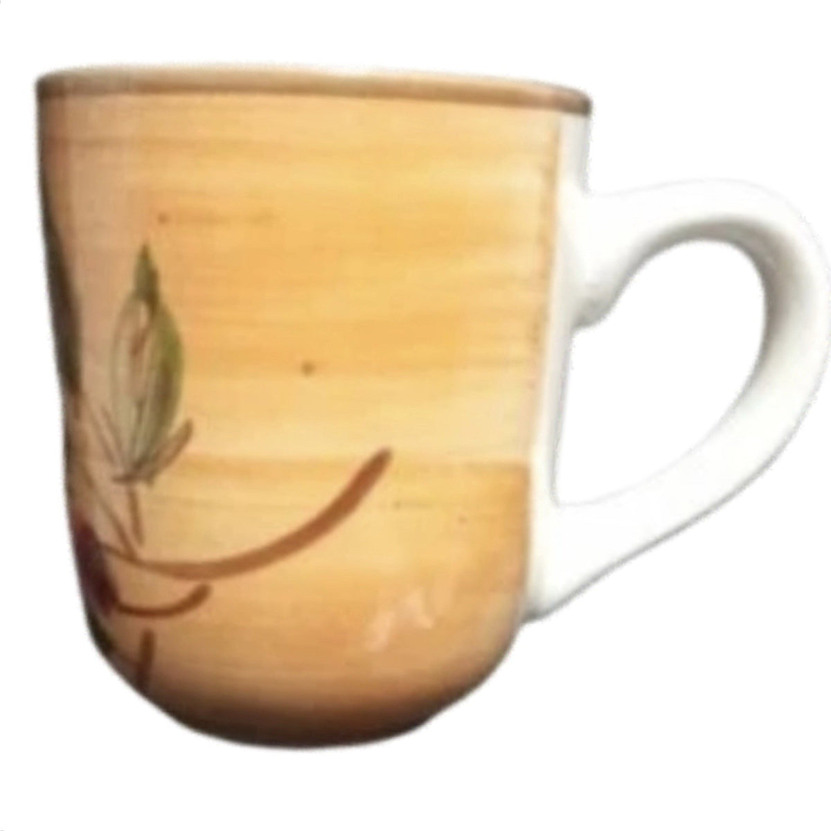 Gibson Roman Olive 4 Mugs Set Hand-Painted Yellow Olive Branch 8 oz Coffee Tea