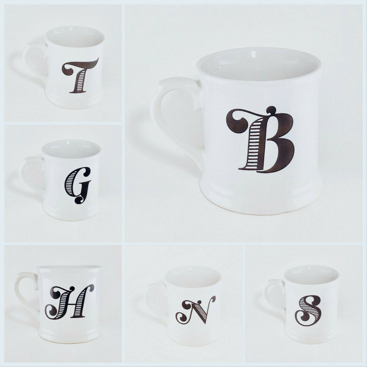 Holiday Home Monogram Ceramic Coffee Mug Personalized Name Letter Initial Cup 