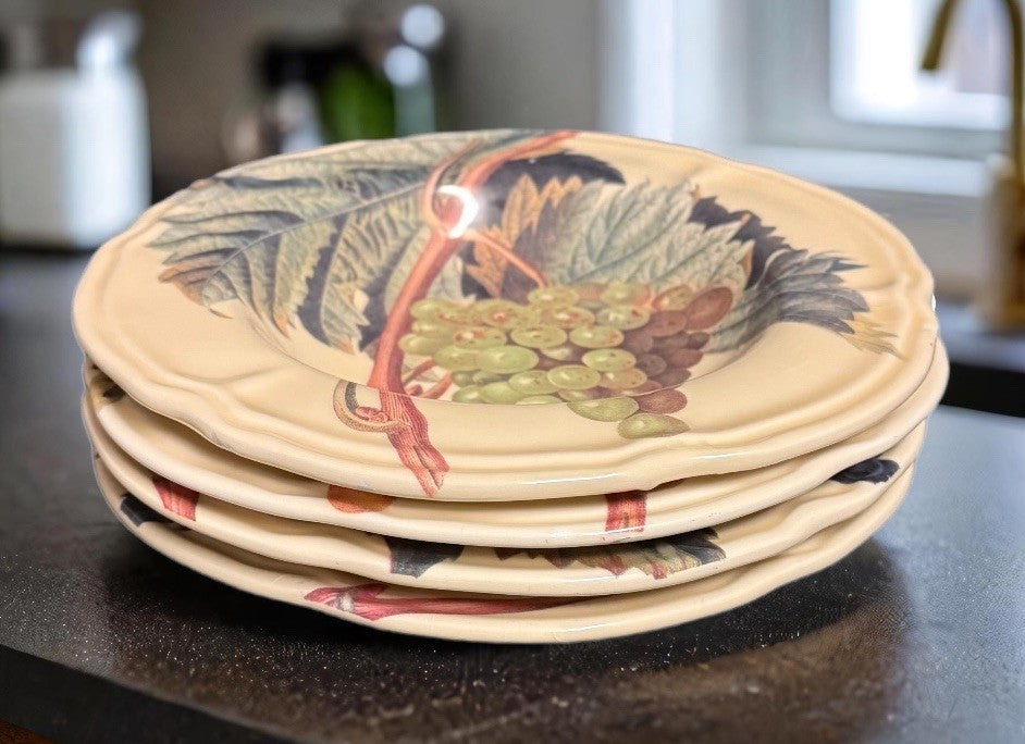 Certified Intl Italy Vintage Cypress Grape 9.5” Soup Pasta Bowls Set of 4