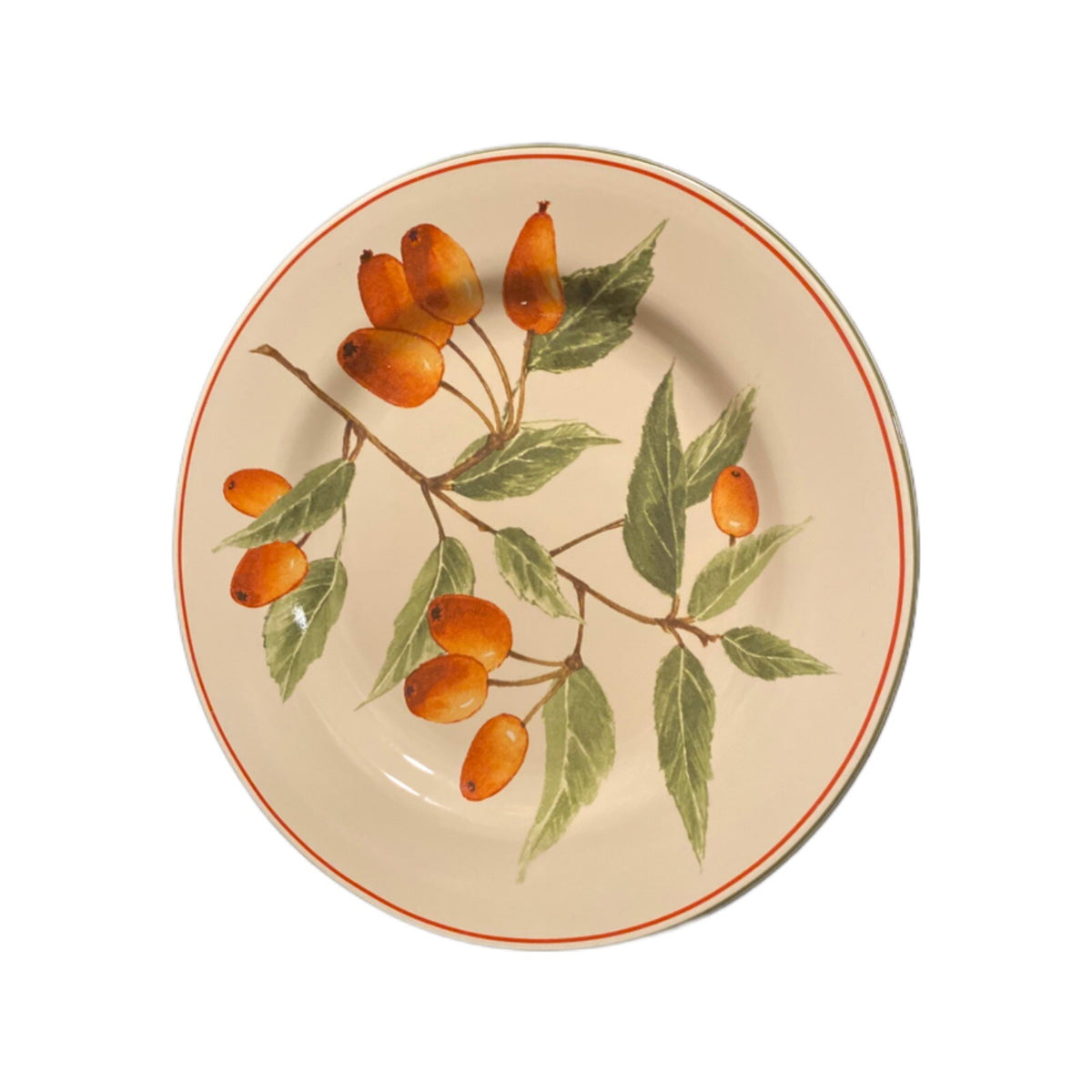 Oneida Sakura BERRY FIELDS Salad Dessert Plate Bright Orange Berries Stoneware