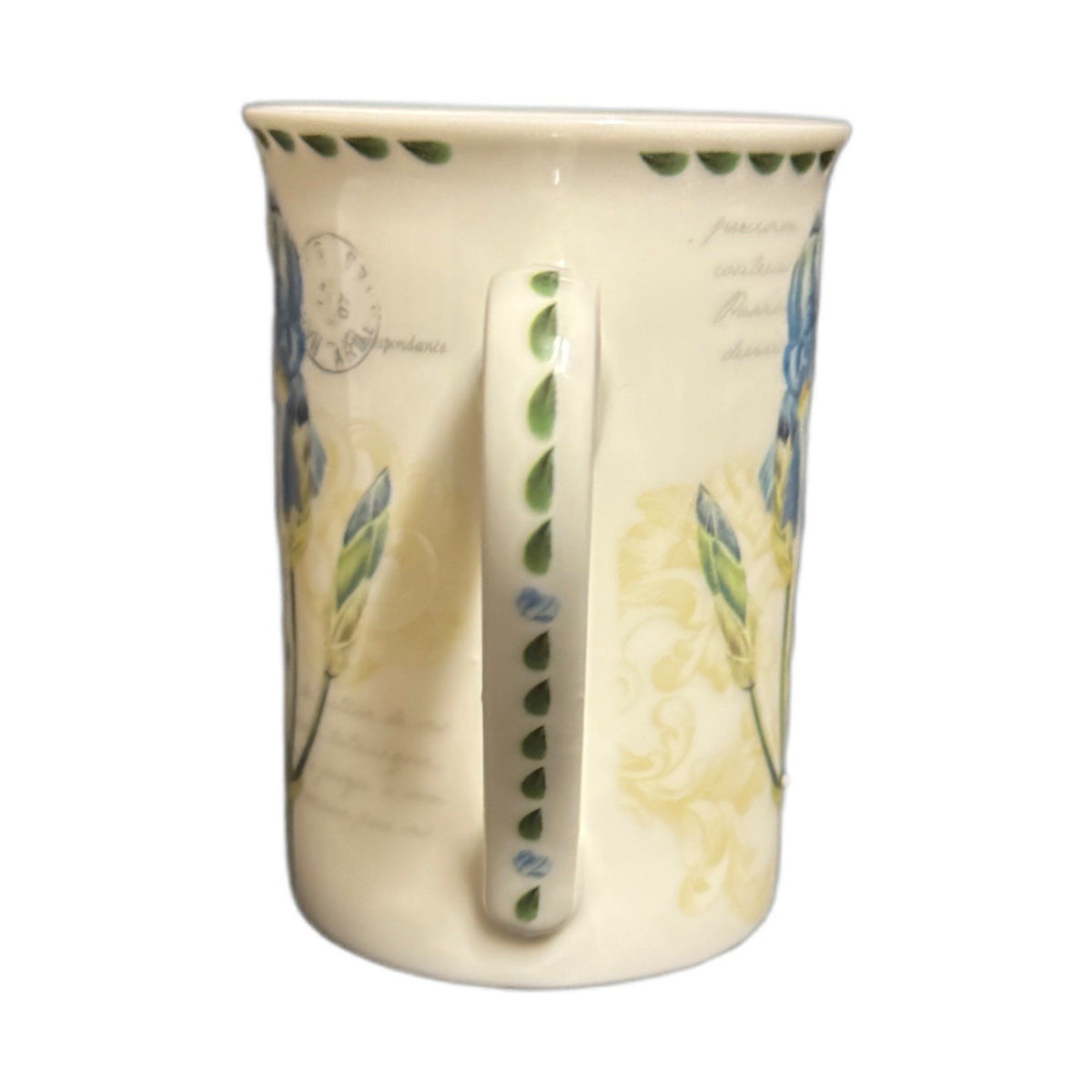 Kent Pottery Bone China Mug Blue Iris Butterfly Floral Tea Coffee Cup 10 oz