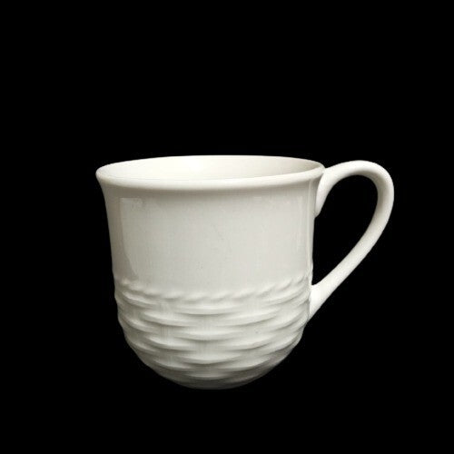 Gibson Designs SARASOTA 4-Flat Cups & 4 Saucers 7 Oz White Embossed Basketweave