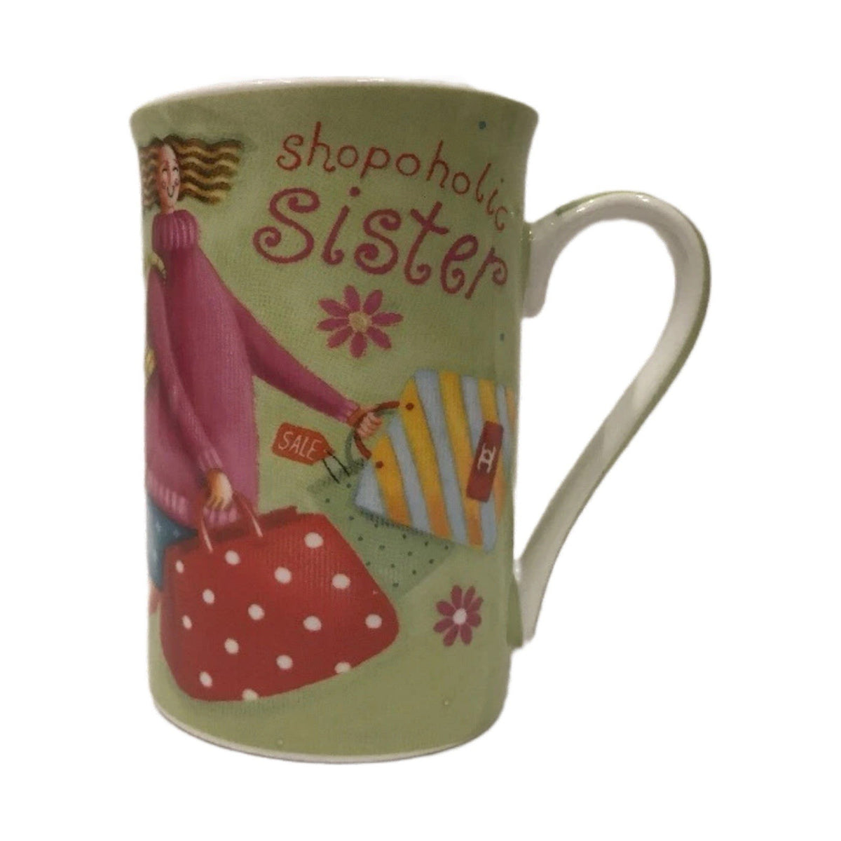Kent Pottery Shopaholic Sister Mug Purse Shoes Phone Novelty Coffee Cup Gift