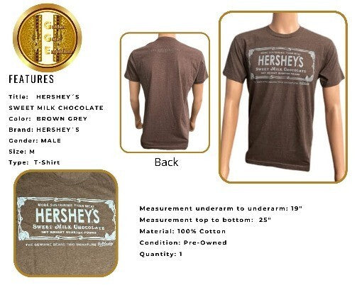 Hershey’s Sweet Milk Chocolate Graphic T-Shirt Brown Mens M Vintage Logo Tee