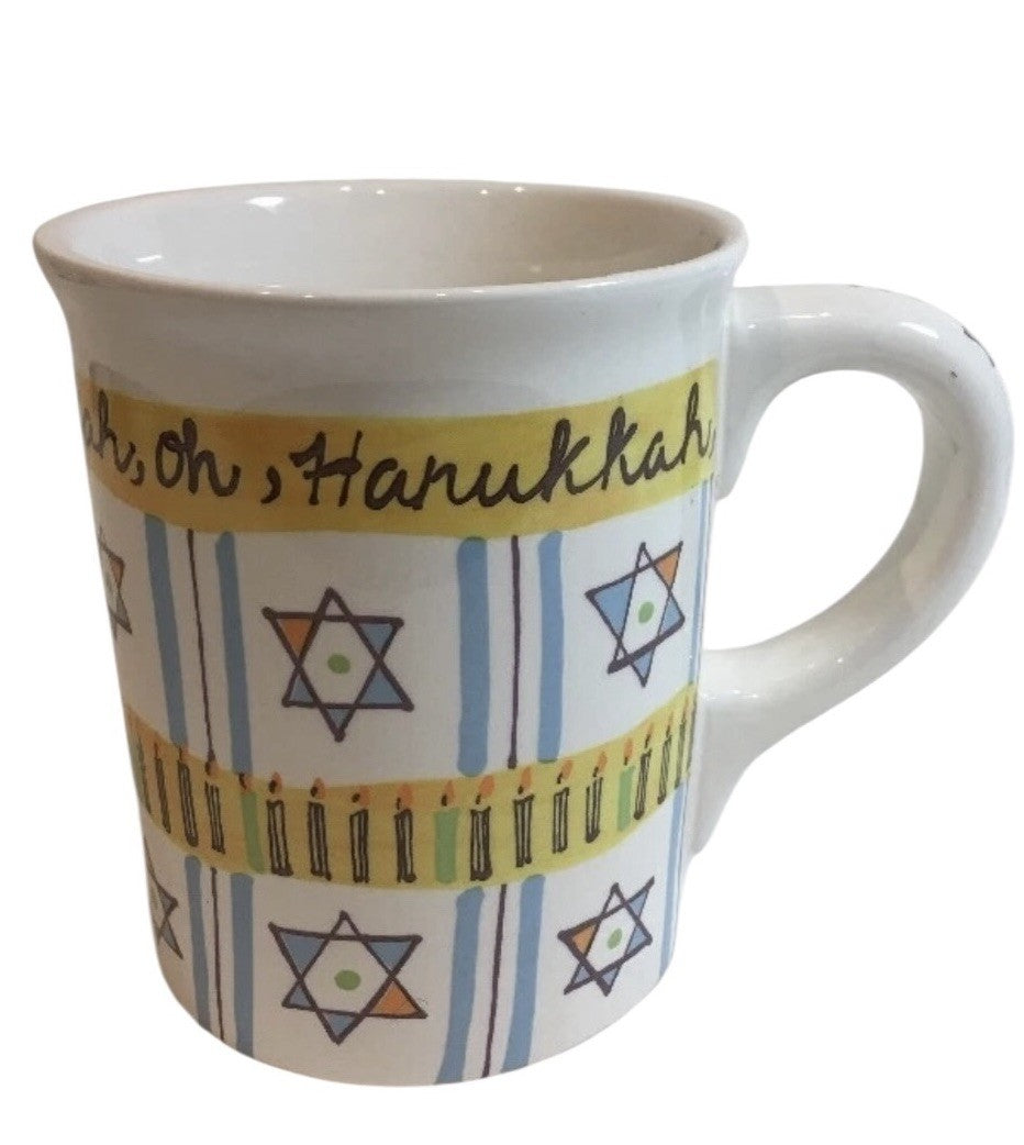 At Home Oh Hanukkah Large Mugs Set of 2 4 3/4” Star of David Ceramic Cups