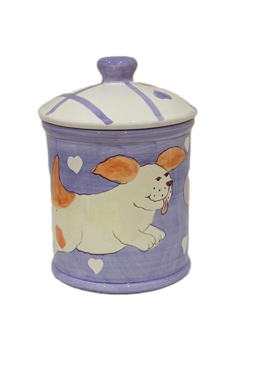 Rare HausenWare Dog Treats Cookie Jar Ceramic Puppy Biscuits Canister 9.5” H