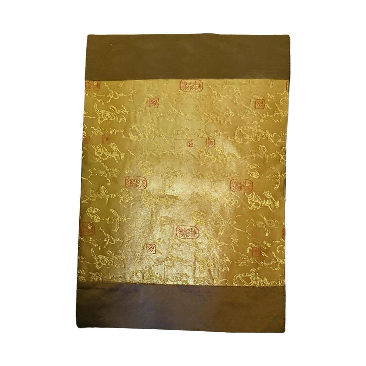 5 Elegant Asian-Inspired Brocade Placemats Gold Red Brown Silk Feel Fabric