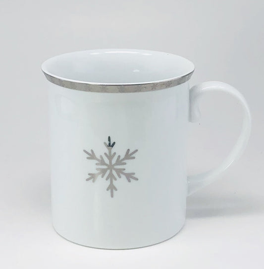 Threshold Holiday Coffee Mugs, Set of 2 — White Porcelain, Silver Snowflake