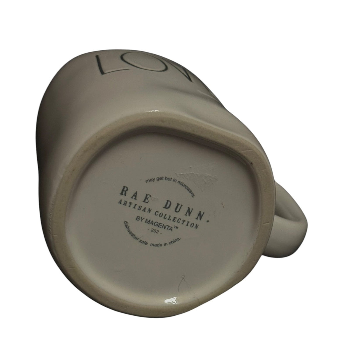 Rae Dunn LOVER Ceramic Coffee Mug White Black Lettering Valentine 16 oz