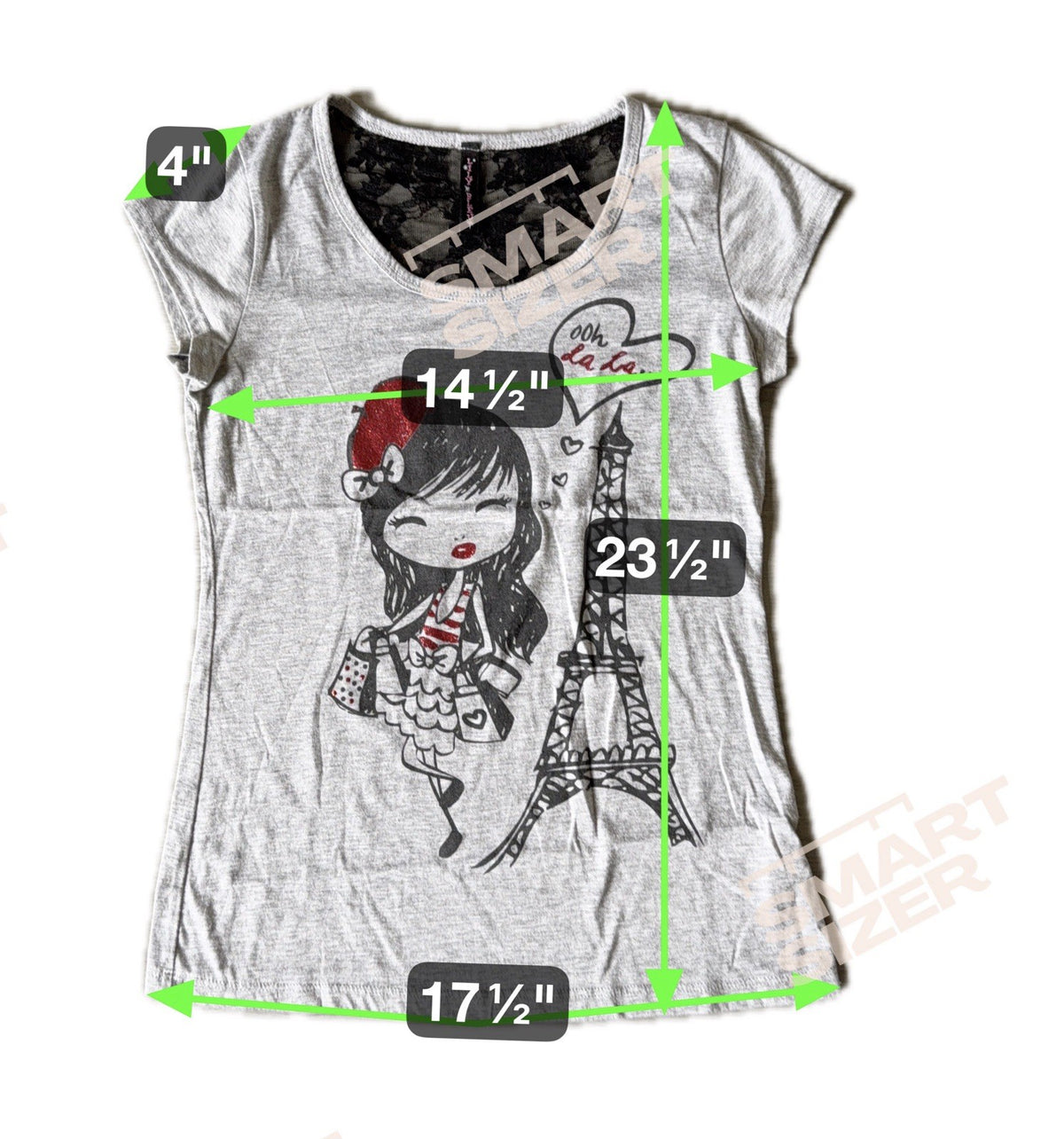 Lily Blue Ooh La La French Girls T-Shirt Lace Embellished Glitter Eiffel Tower L