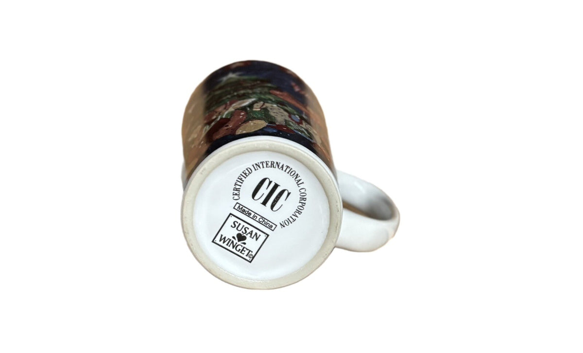 SUSAN WINGET Latte Mug Christmas Certified Int'l Ceramic White Tumbler Tall Cup