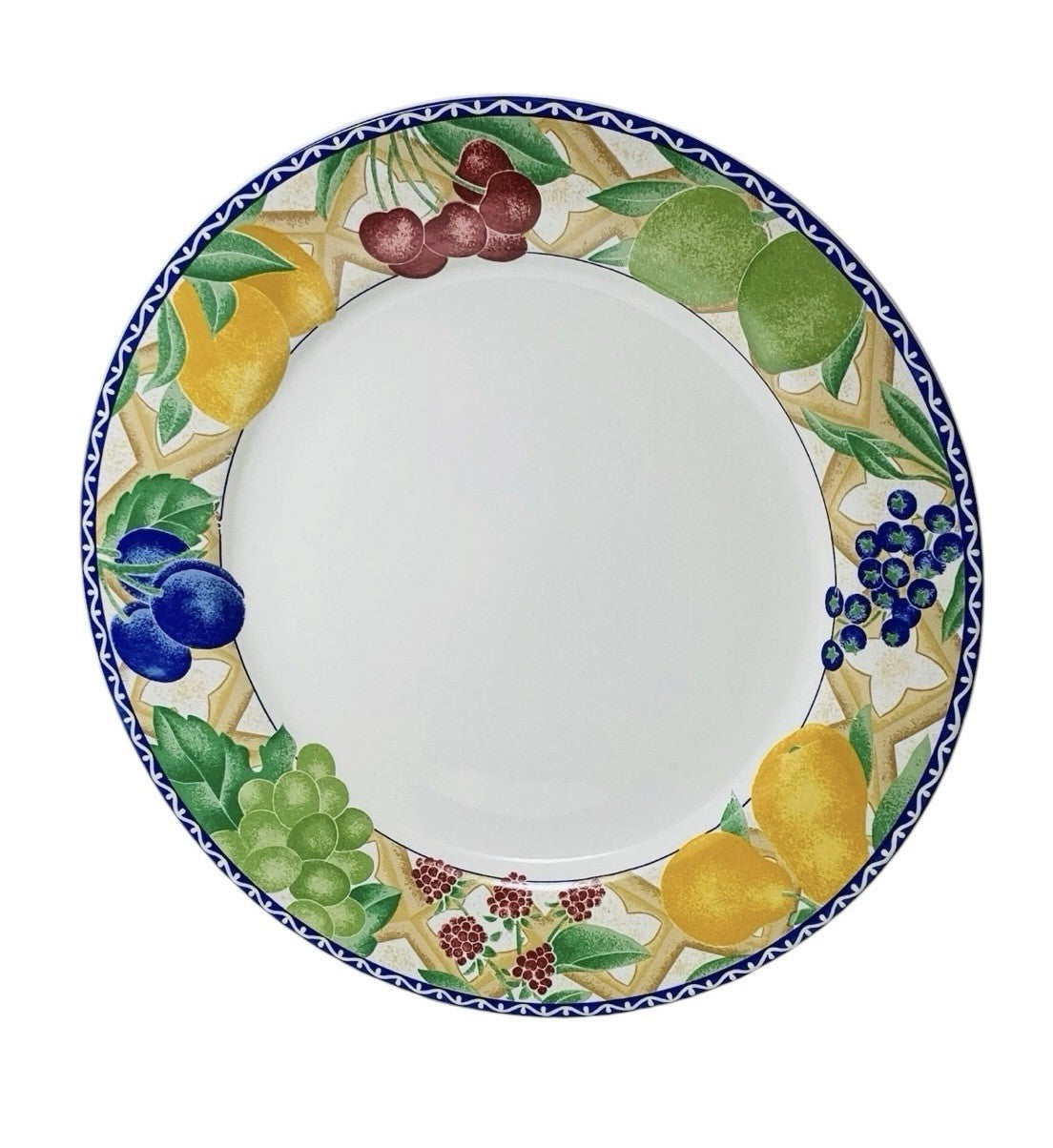 Sango Delight 4869 Set of 4 Dinner Plates Fruit Rim 10.75” Stoneware Vintage
