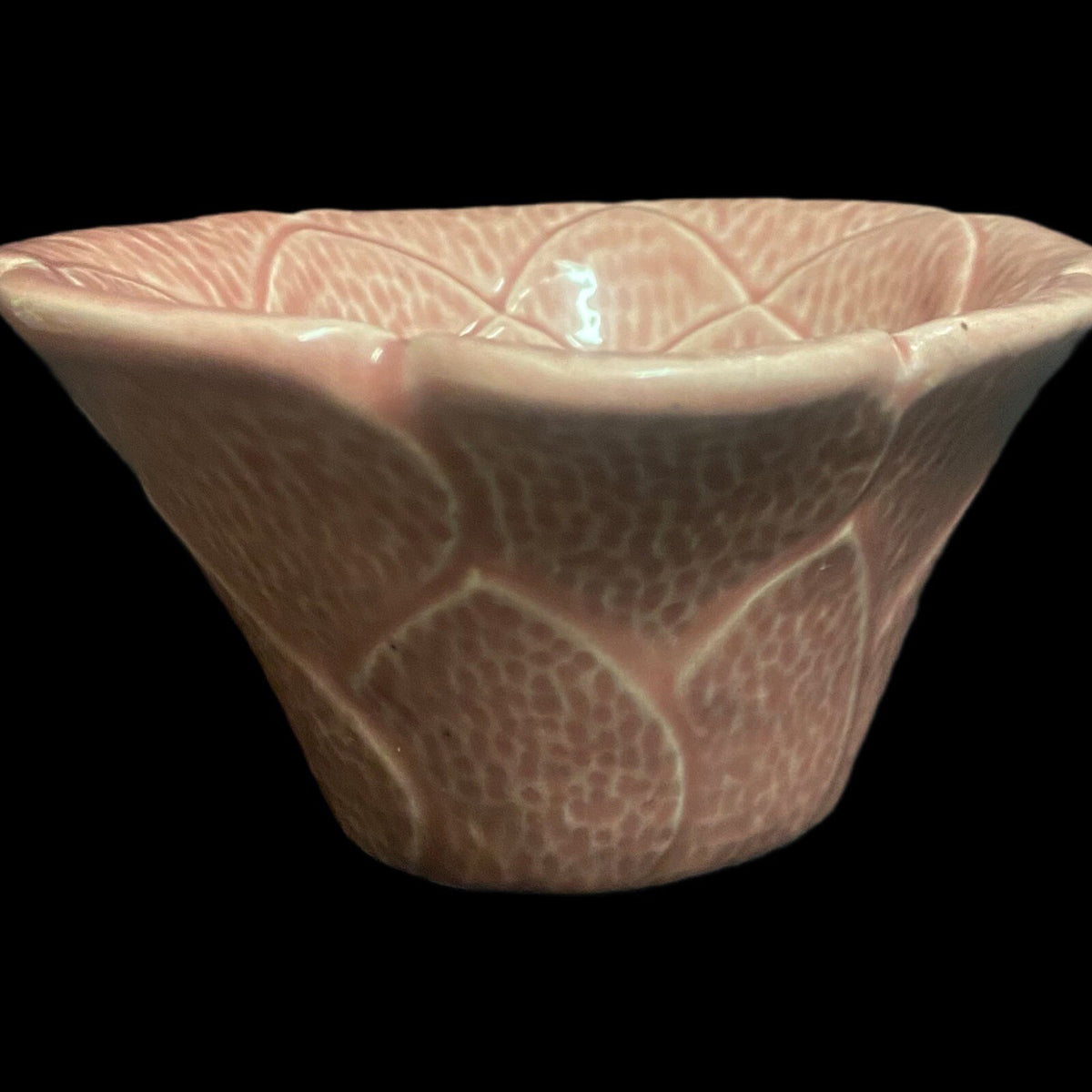Vintage TIC Pottery USA Bowl Pink Cactus Flower Shaped Ceramic Dish Trinket