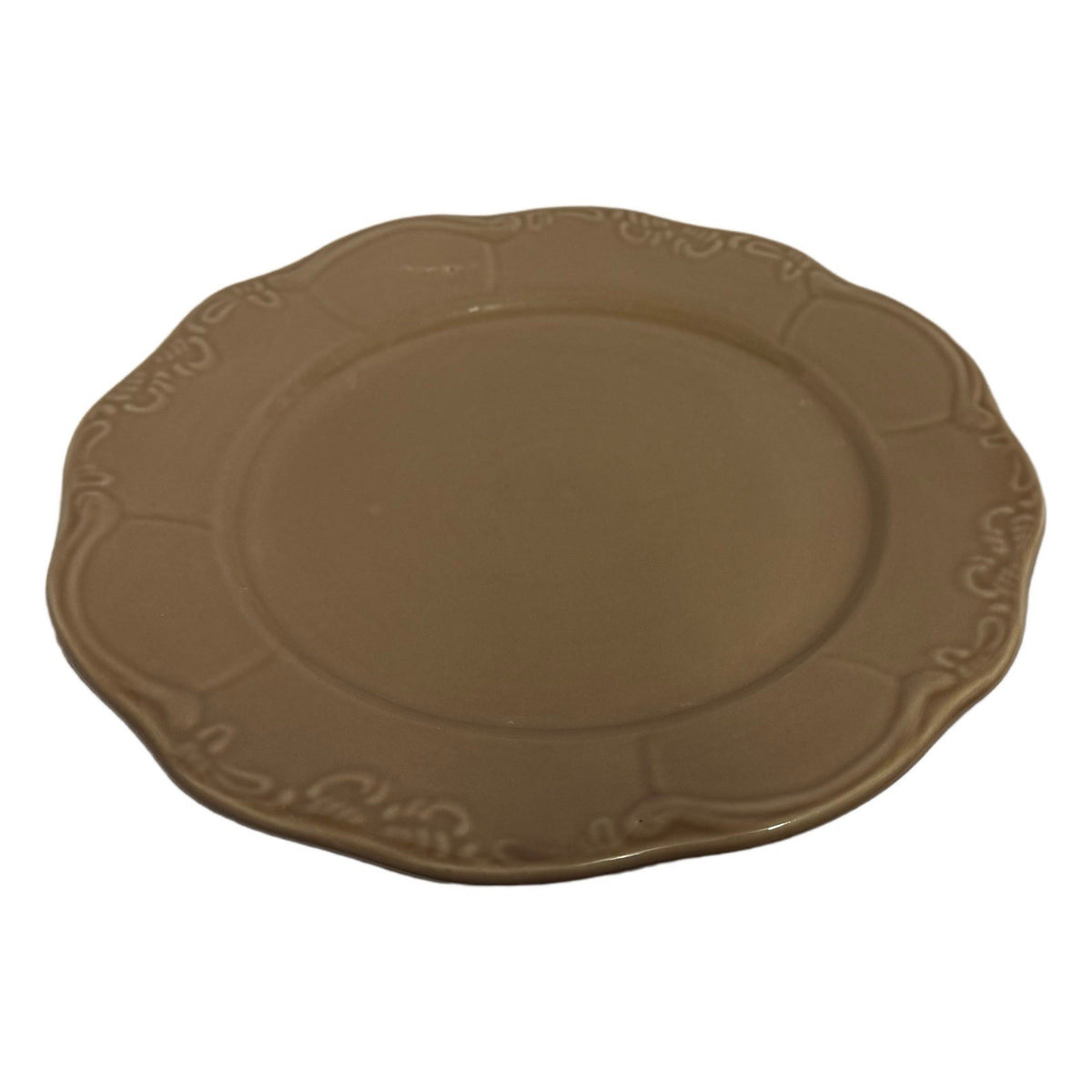 Casa Cristina Taupe Scalloped Dinner Plates Set of 3 – 10.5” Stoneware