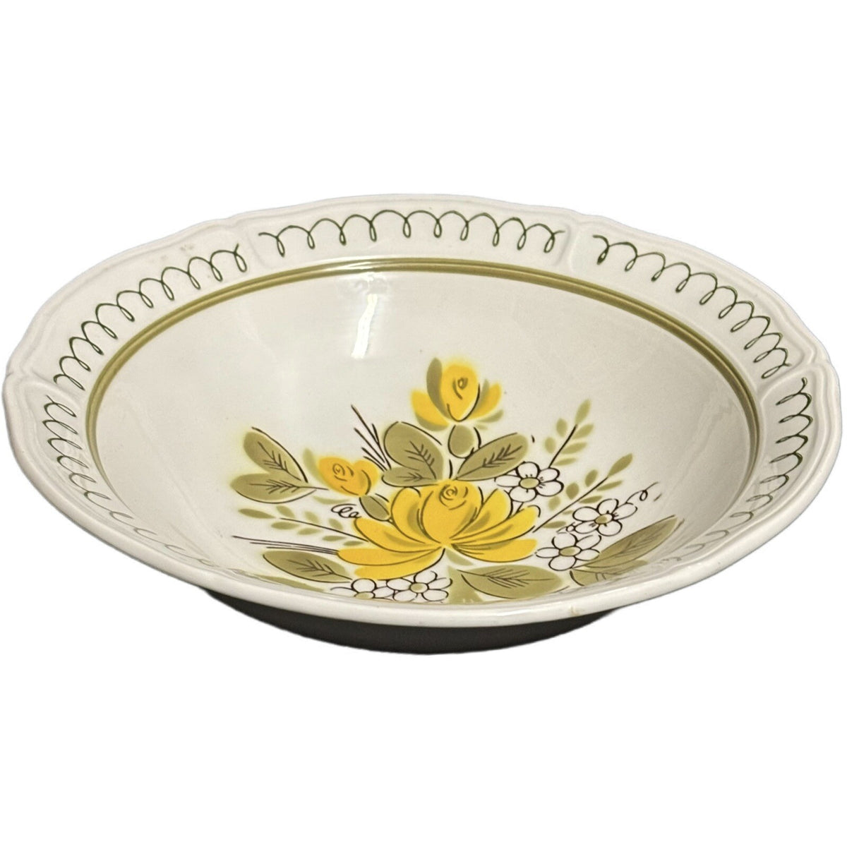 Mikasa Serving Bowl PLYMOUTH ROSE Round Terra Stone 7130 Japan Floral Oven Proof