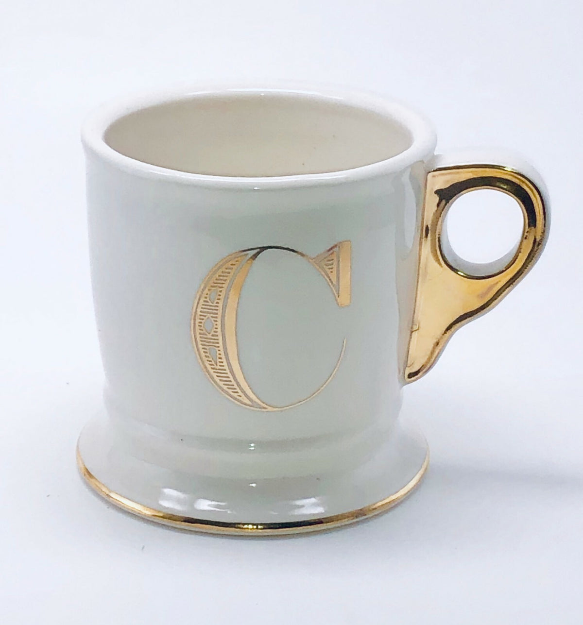 Anthropologie Initial Coffee Mug Limited Edition White Gold Monogram Letter Cup