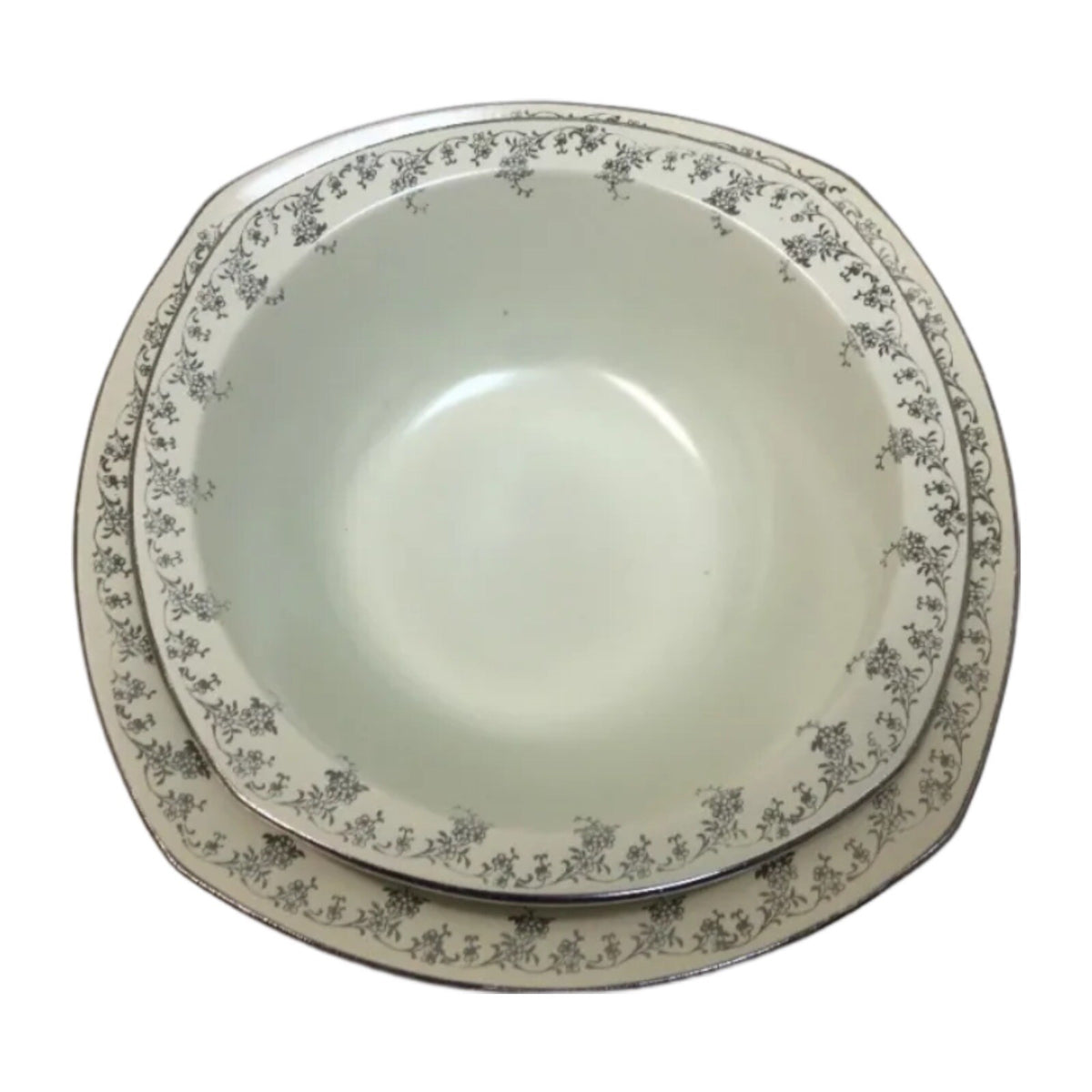 Vintage Homer Laughlin 58 Piece JADE SILVER China H33N8 Silver Flowers