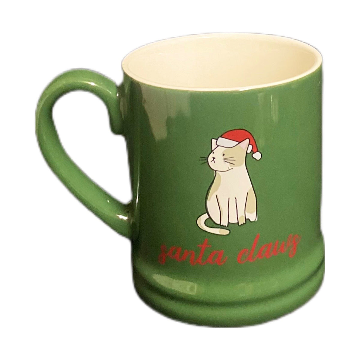 Threshold SANTA CLAWS Mug  Christmas Cat Kitty Holiday Stoneware Green Tea Cup