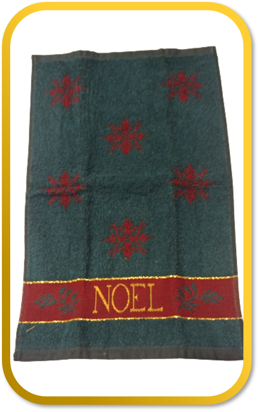SANTENS Season Greetings Towel Noel Green Red Appliqué 100% Cotton Christmas Set