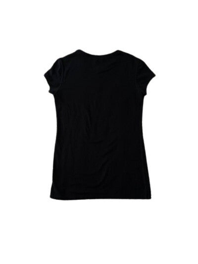 Eco Yoga Prints T-shirt Women Black Silver Top SM. Sustainable Organic Clothing