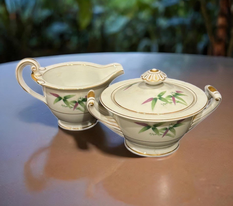 Vintage Harmony House Mandarin Sugar Bowl w/ Lid & Creamer Set Japan