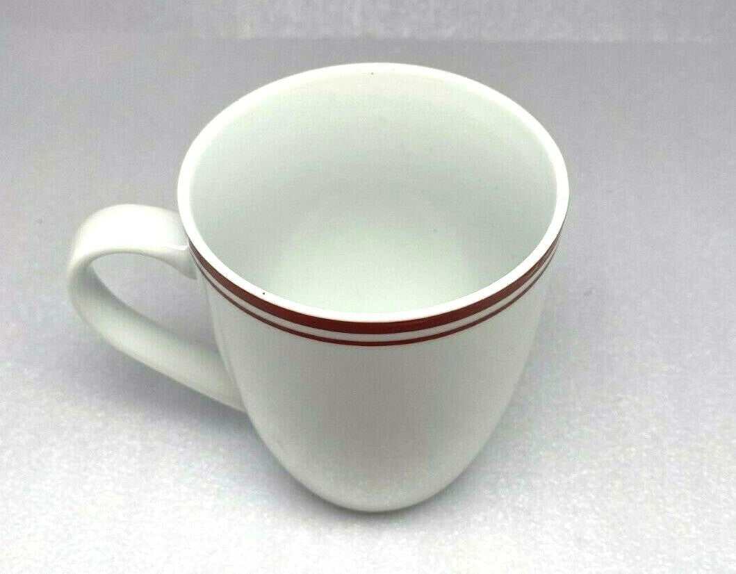Amazon Basics White Dinnerware Collection Red Stripe Ceramic