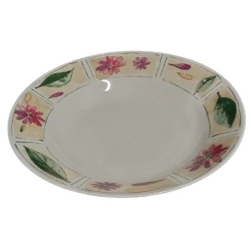 Set of 4 Gibson Designs Sabrina 8” D Coupe Soup Bowls Floral Petals Leaves Rim