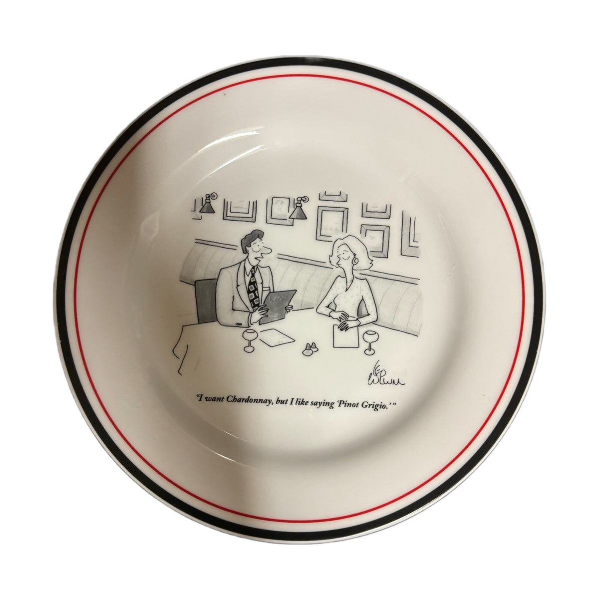 RESTORATION HARDWARE 4-Salad Plates NEW YORKER "I WANT CHARDONNAY"Appetizer 8”D