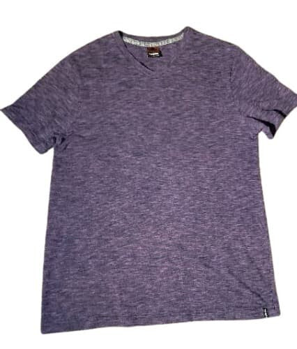 T-Shirt Hawk Purple Black Men Top Purple Black Crew Neck LG. Top