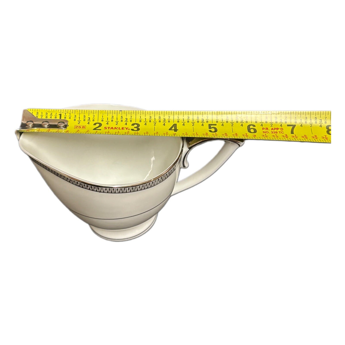 Mikasa BARCLAY Creamer Fine China Jyoto Japan 8248 White Milk Dish Silver Trim