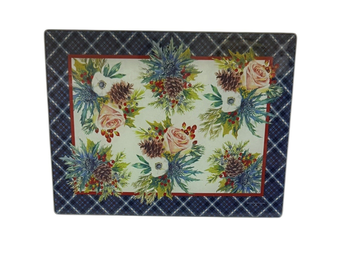 MacKenzie-Childs Highbanks Holiday Kitchen Tempered Glass Cutting Board