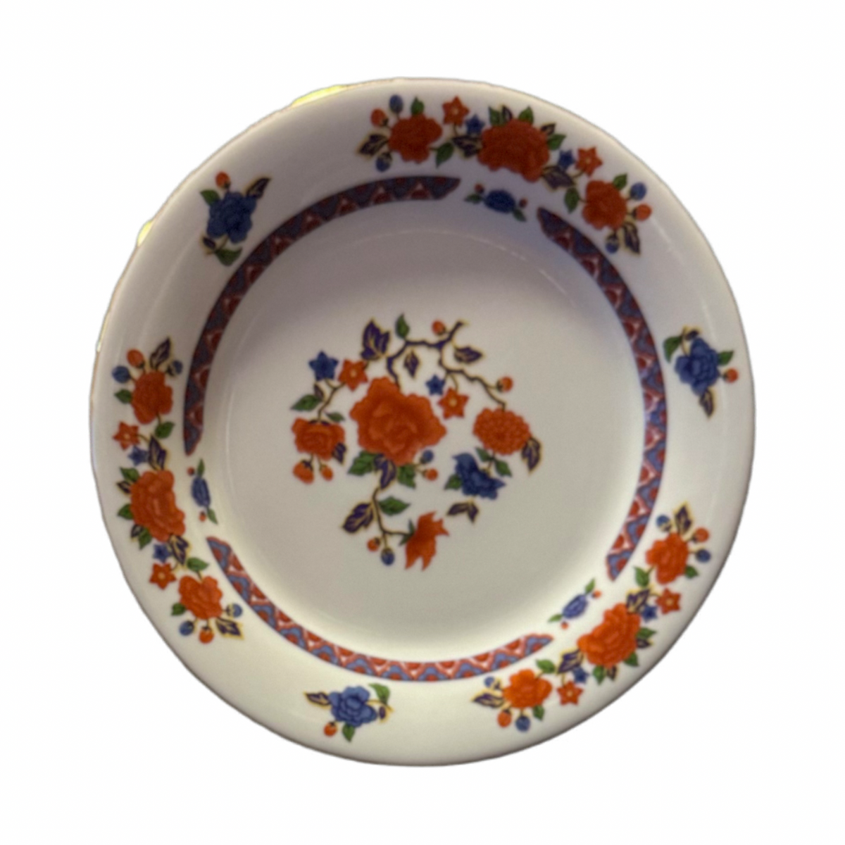 3 CROWN MING OLD IMARI Salad Plates 7.5” Jian Shiang China Faded Gold Trim